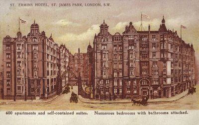 St Ermins Hotel, St James Park, London, Sørvest av English School