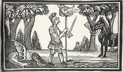 St George with the Dragons head, illustrasjon fra Chap-books of the Eighteenth Century av John Ashton, pub. 1882 av English School