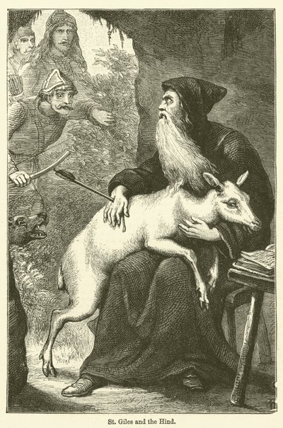St. Giles og hinden (gravering) av English School