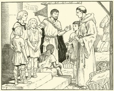 St. Gregory and the English Slaves (blekk på papir) av English School