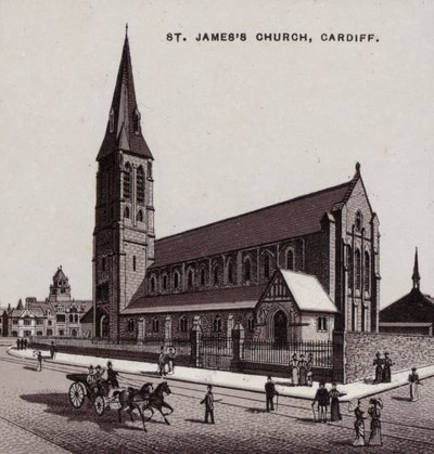 St James's Chruch, Cardiff (litho) av English School