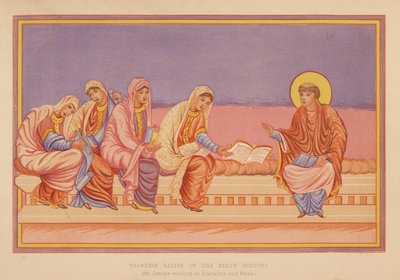 St. Hieronymus leser for Eustachia og Paula (fargelitografi) av English School