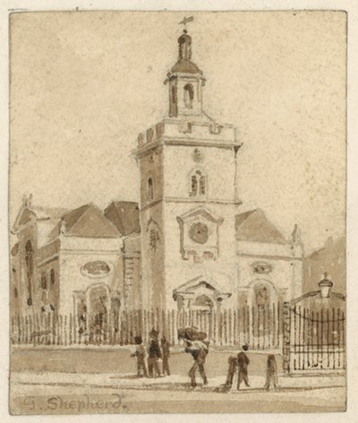 St Mary, Whitechapel, London (wc på papir) av English School