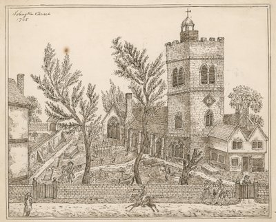 St Marys (gammel kirke), Islington (blekk på papir) av English School