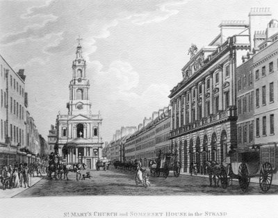 St. Marys kirke og Somerset House i Strand, 1796 av English School