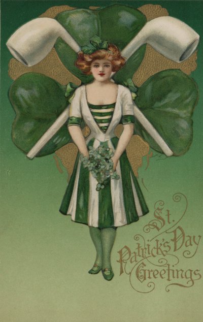 St. Patricks dag-kort (fargelitografi) av English School