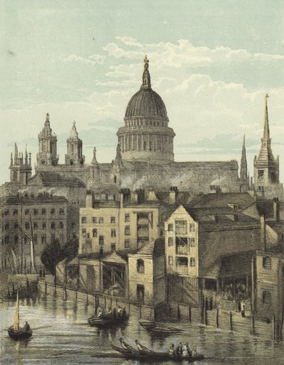 St Pauls Cathedral, utsikt over sørfronten fra Southwark Bridge av English School