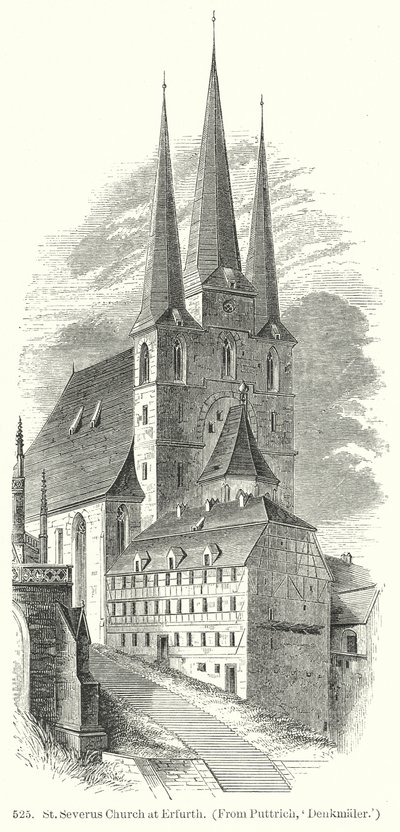 St. Severus kirke i Erfurth (gravering) av English School