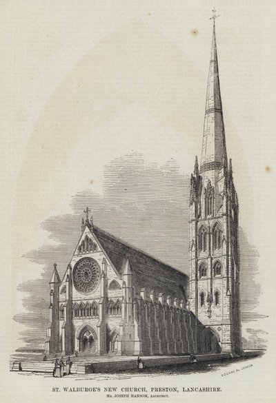 St Walburge's New Church, Preston, Lancashire (gravering) av English School
