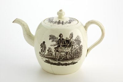 Staffordshire Wedgwood tekanne, ca. 1775-85 (kremvare) av English School