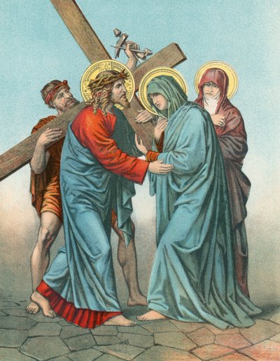 Stasjon IV Jesus bærer korset, møter sin mest rammede mor av English School