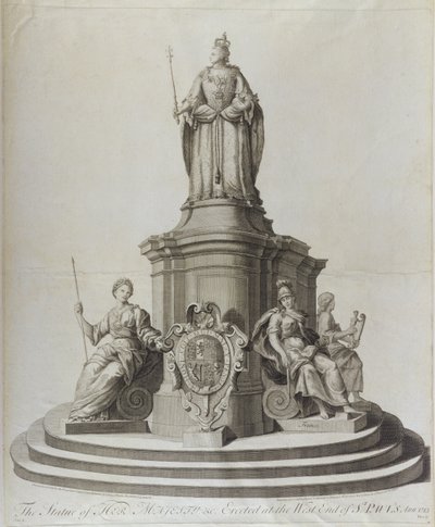 Statue av dronning Anne (1665-1714), publisert 1713 av English School