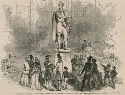 Statue av hertugen av Wellington, reist på gårdsplassen til Tower of London av English School