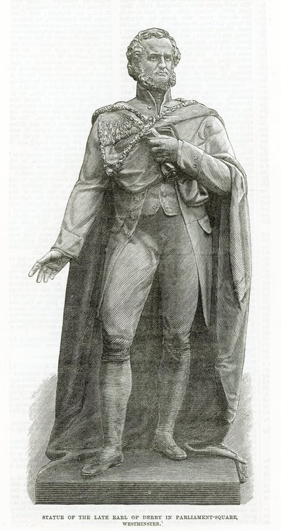 Statue av avdøde jarl av Derby på Parliament Square, Westminster av English School