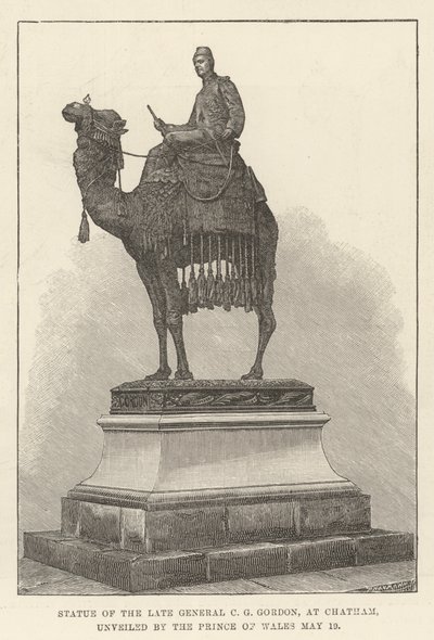 Statue av avdøde general CG Gordon, i Chatham, avduket av prinsen av Wales av English School