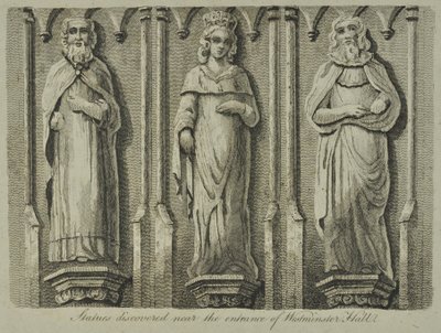 Statuer oppdaget nær inngangen til Westminster Hall, 1807 av English School