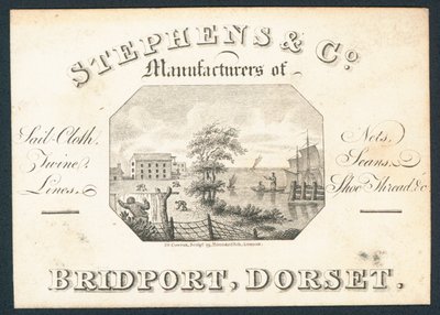 Stephens & Co, produsenter av seilduk, nett, hyssing, linjer og skotråd, handelskort av English School