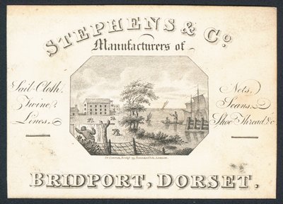 Stephens & Co, produsenter av seilduk, nett, hyssing, linjer og skotråd, handelskort av English School