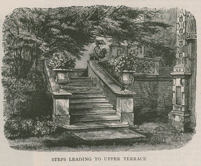 Trinn som fører til øvre terrasse, Holland House av English School