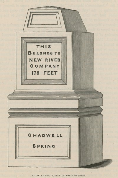 Stein ved kilden til New River, Chadwell Spring av English School