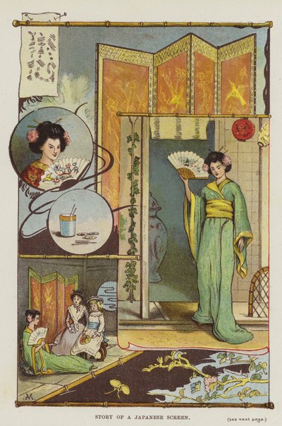 Historien om en japansk skjerm (fargelitho) av English School