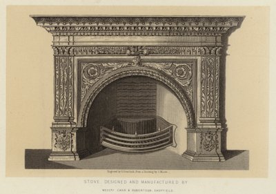 Ovn, designet og produsert av Messrs Carr og Robertson Sheffield (litografi) av English School