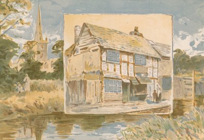 Stratford-on-Avon og Shakespeares hus før restaureringen av English School