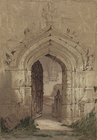 Stratford kirke (fargelitografi) av English School