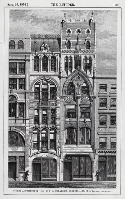 Street Architecture, nr. 48 og 49, Cheapside, London (gravering) av English School