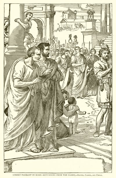 Gatekonkurranse i Roma - vender tilbake fra lekene. - Brutus, Cassius og Cæsar av English School
