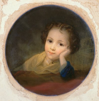 Study of a Child, ca. 1850 (olje på kort) av English School