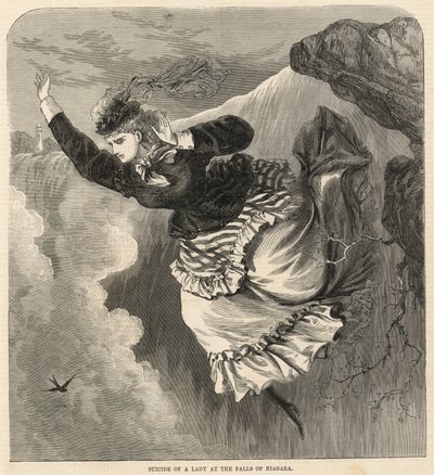 Selvmord av en dame ved Niagara-fossen av English School