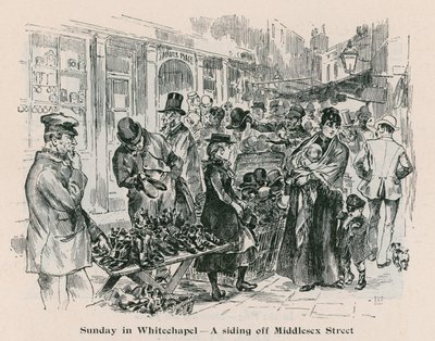 Søndag i Whitechapel - et sidespor utenfor Middlesex Street, London av English School