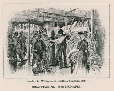 Sonntag in Whitechapel - Verkauf von Taschentüchern von English School