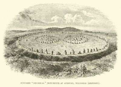 Antatte druidiske monumenter ved Avebury, Wiltshire, restaurert av English School