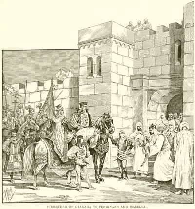 Overgivelse av Granada til Ferdinand og Isabella av English School