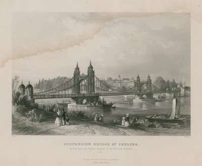 Suspension Bridge ved Chelsea, som fører nær Chelsea Hospital til New Park, Battersea av English School