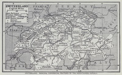 Sveits, De viktigste kommersielle trekkene i den fjellrike republikken (lito) av English School