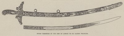 Sverd presentert av City of London til Sir Garnet Wolseley (gravering) av English School