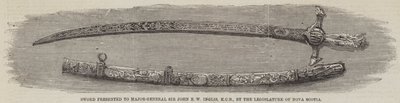 Sverd presentert for generalmajor Sir John EW Inglis, KCB, av lovgiveren i Nova Scotia (gravering) av English School