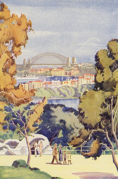 Sydney Bridge (fargelitografi) av English School