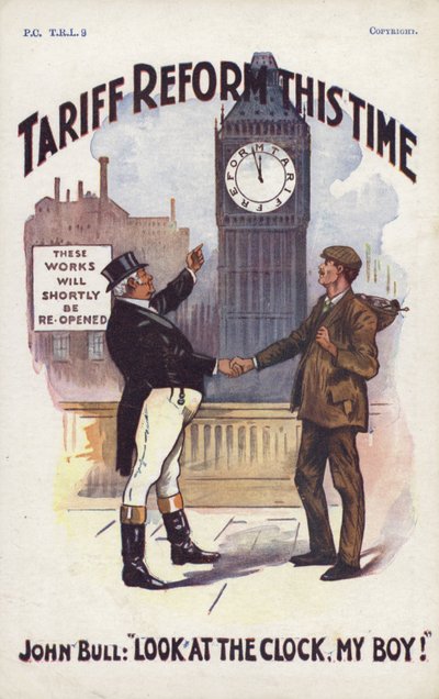 Tollreform denne gangen (fargelitografi) av English School