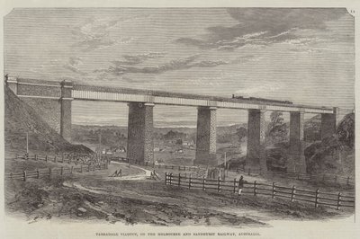 Tarradale Viaduct, på Melbourne og Sandhurst Railway, Australia (gravering) av English School