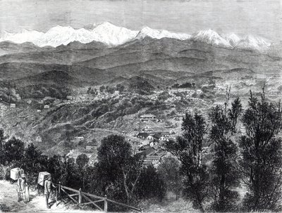 Tedyrking i Britisk India - Utsikt over Darjeeling fra sør, 1876 av English School