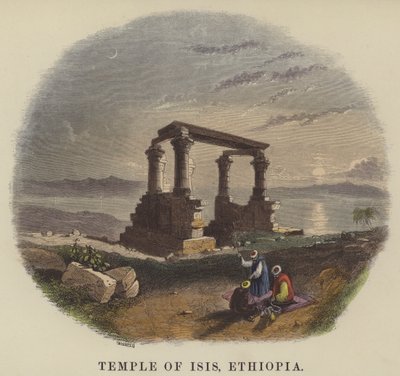 Temple of Isis, Etiopia (farget gravering) av English School