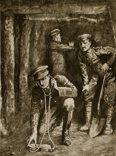 Tense Moment in Trench Mining Operations, 1914-19 av English School