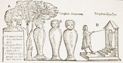 Teraphim, kopi av en illustrasjon fra 1600-tallet, brukt i en magihistorie, utgitt sent på 1800-tallet av English School