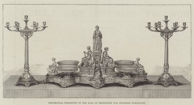 Attest presentert for jarlen av Iddesleigh (Sir Stafford Northcote) (gravering) av English School