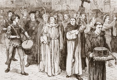 Tetzels Procession, illustrasjon fra The History of Protestantism av James Aitken Wylie (1808-1890), pub. 1878 av English School