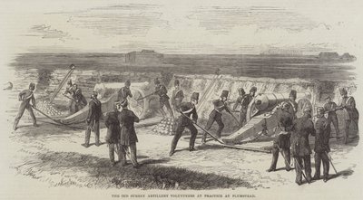 The 2nd Surrey Artillery Volunteers at Practice at Plumstead (gravering) av English School